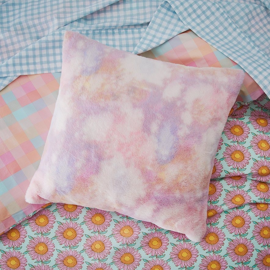 Adairs Kids Tie Dye Multi Faux Fur Cushion Adairs