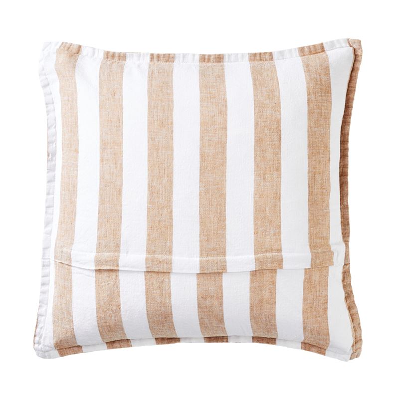 Belgian Tobacco & White Stripe Vintage Washed Linen Cushion