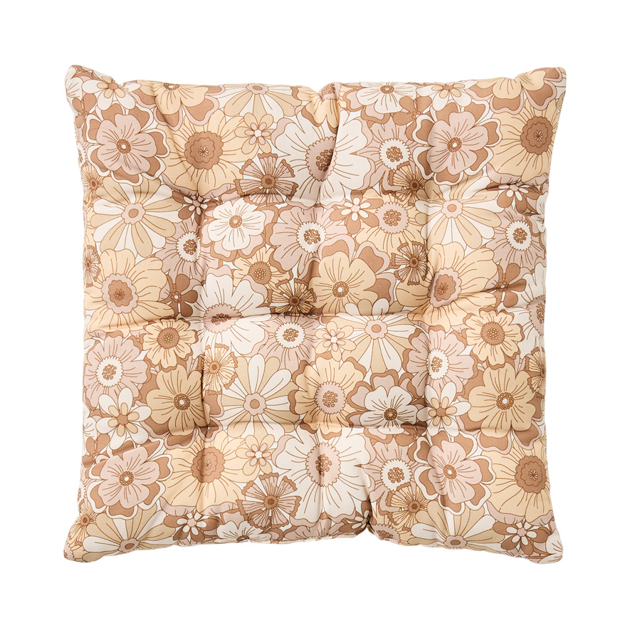 Outdoor Tan Retro Floral Chair Pad Adairs