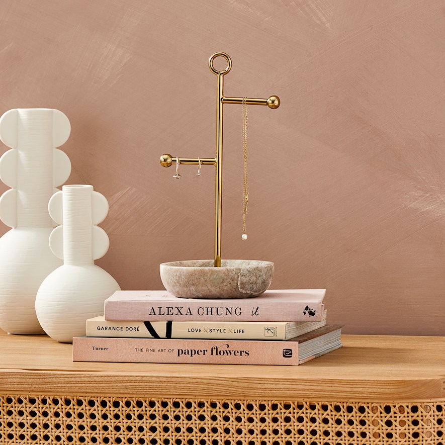 Marble and rose deals gold jewellery stand