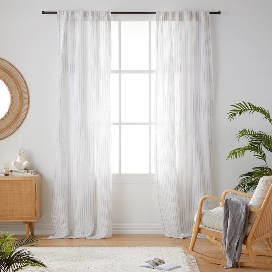 Home Republic Vintage Washed Onyx Stripe Curtains Set of 2 Adairs