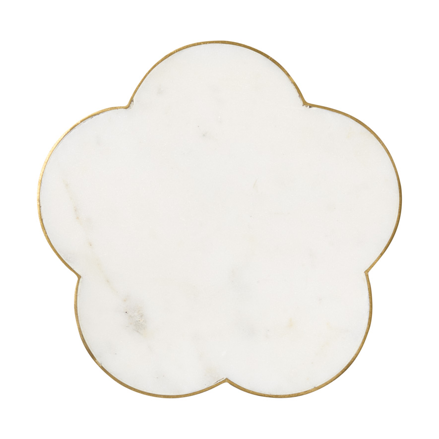 Flower Marble White & Gold Trivet Adairs