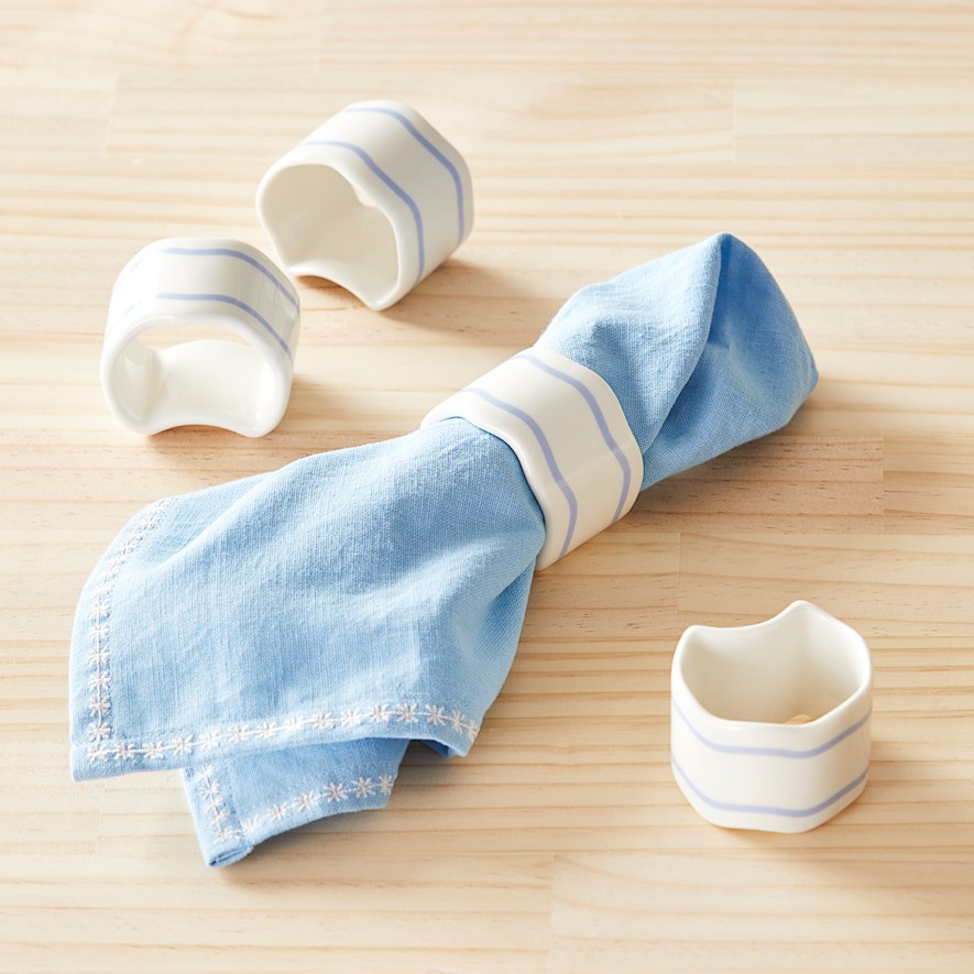 Sadie Cloud Blue Napkin Rings Pack of 4 Adairs