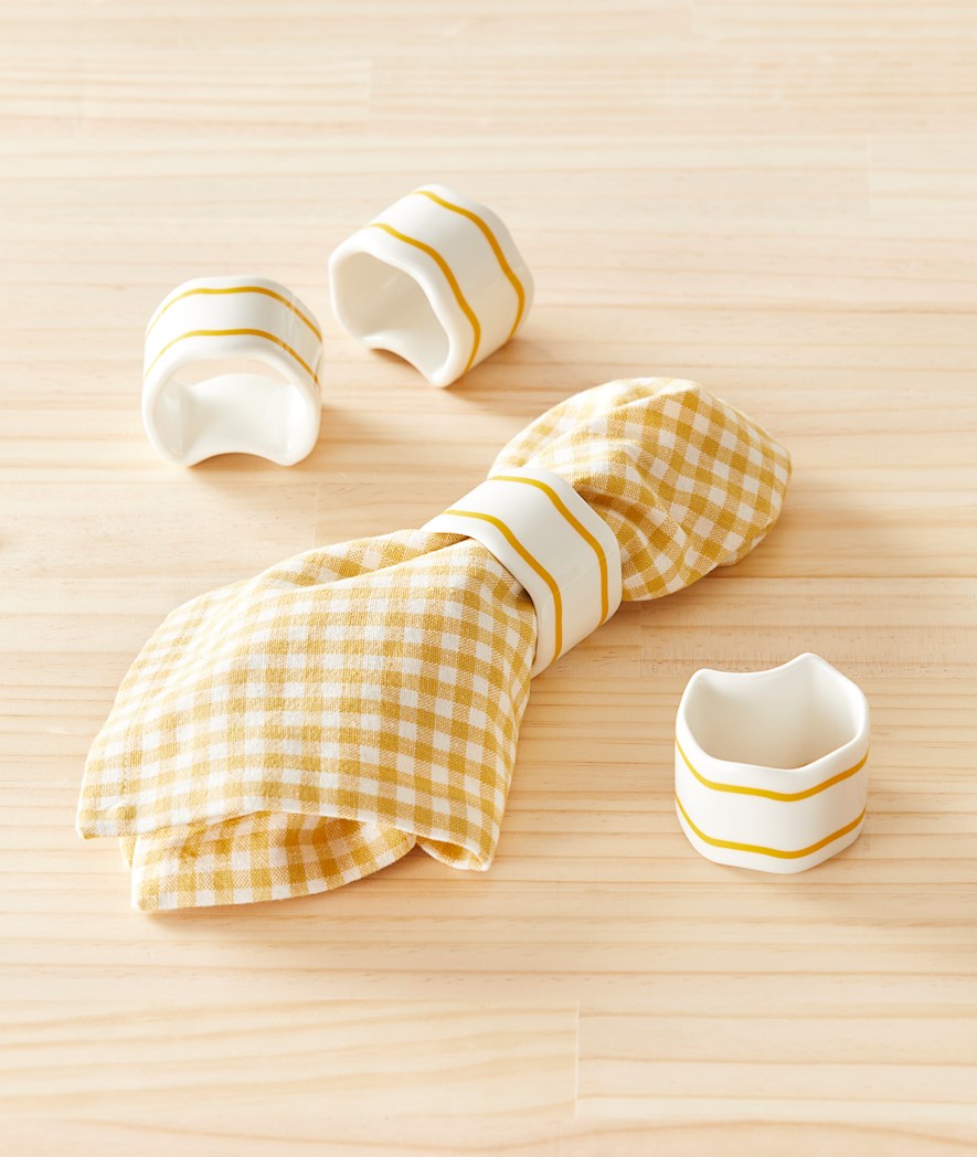 Sadie Mustard Napkin Rings Pack of 4 Adairs