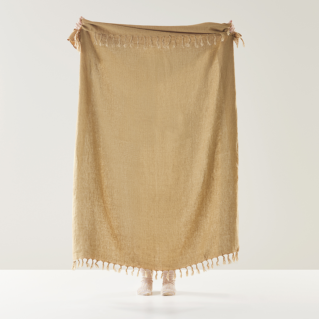 Malmo Tobacco Linen Throw Adairs