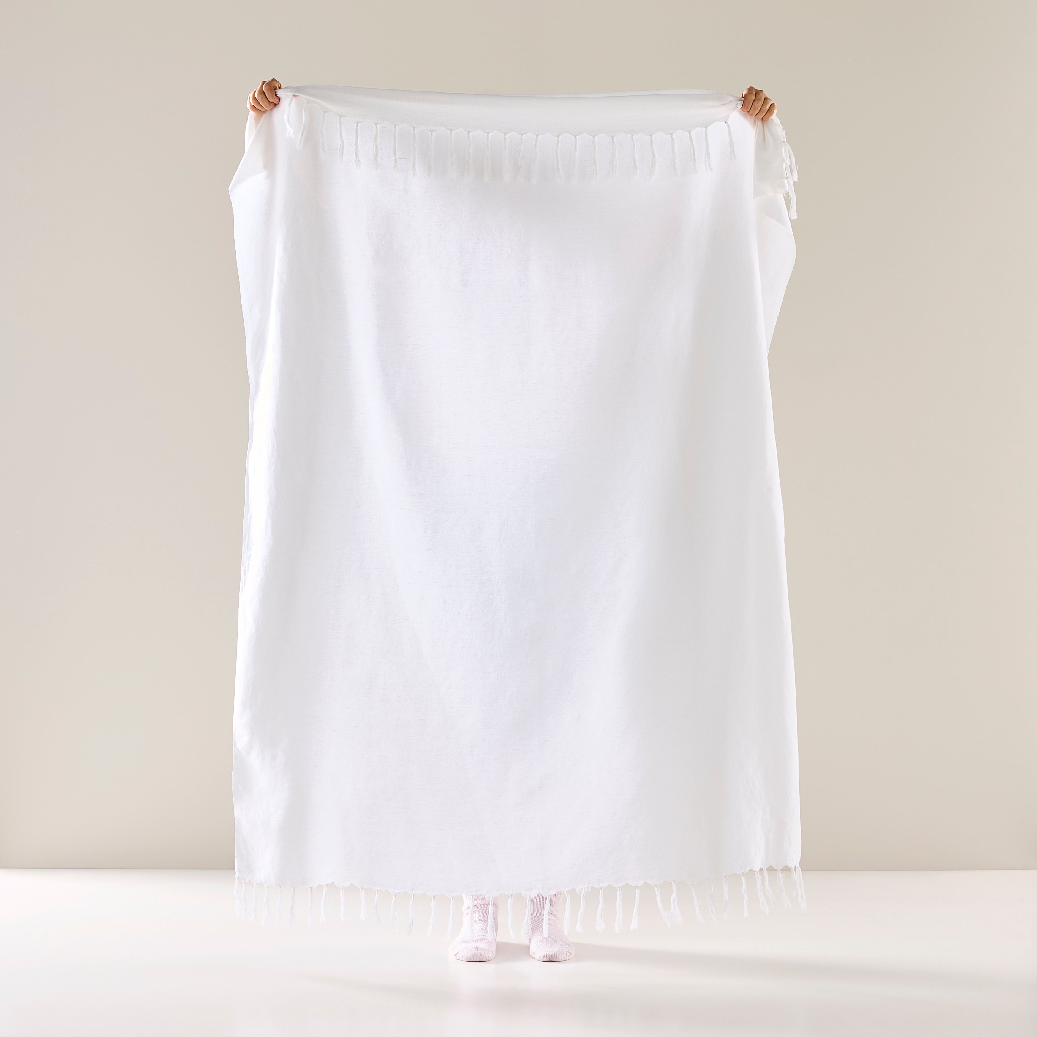Iris White Linen Cotton Throw Adairs