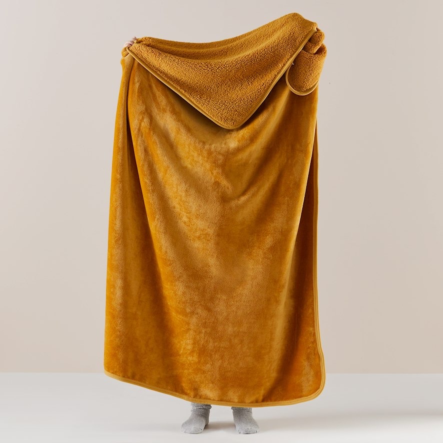 Sherpa Mustard Throw Homewares Adairs