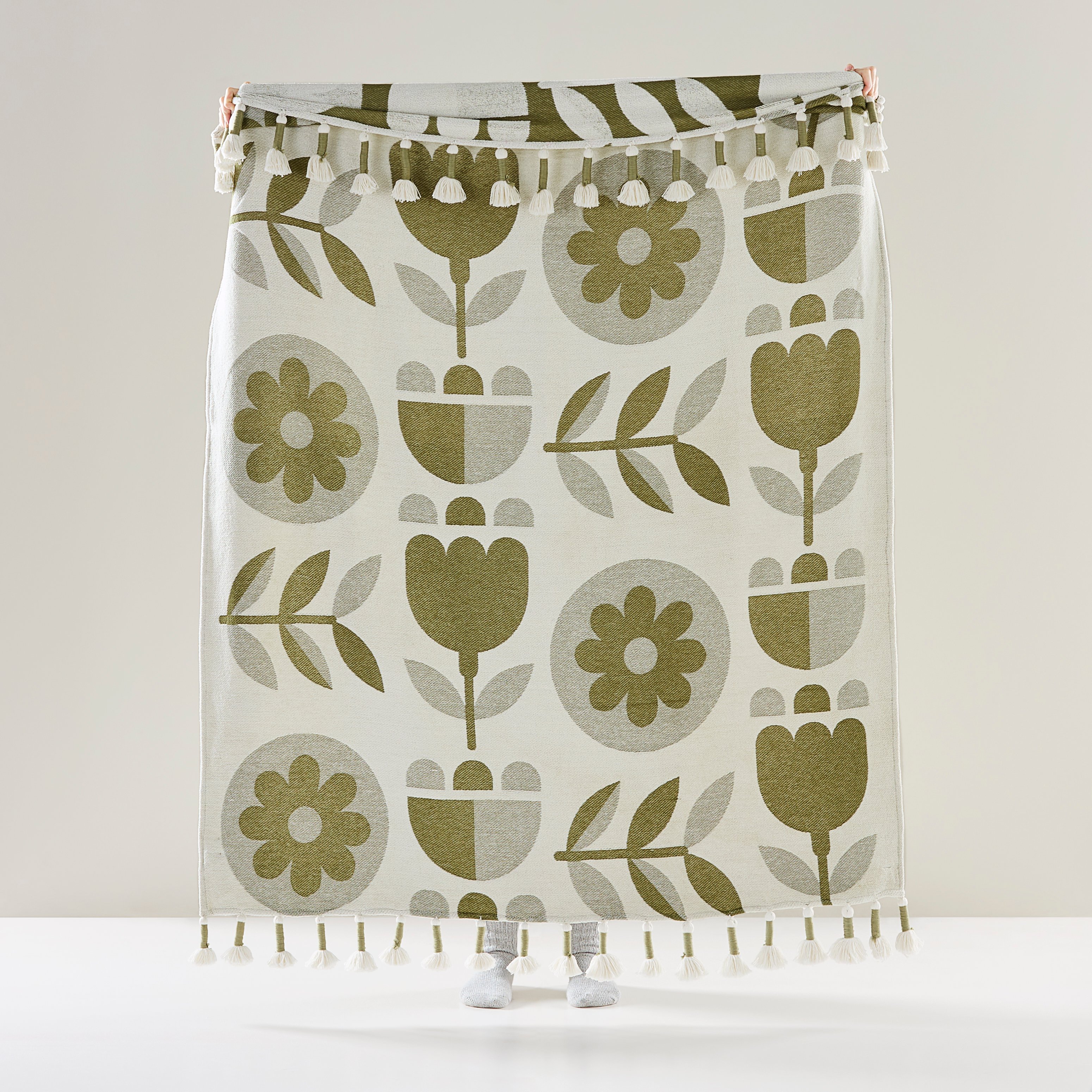 Esme Retro Natural & Green Throw Homewares Adairs