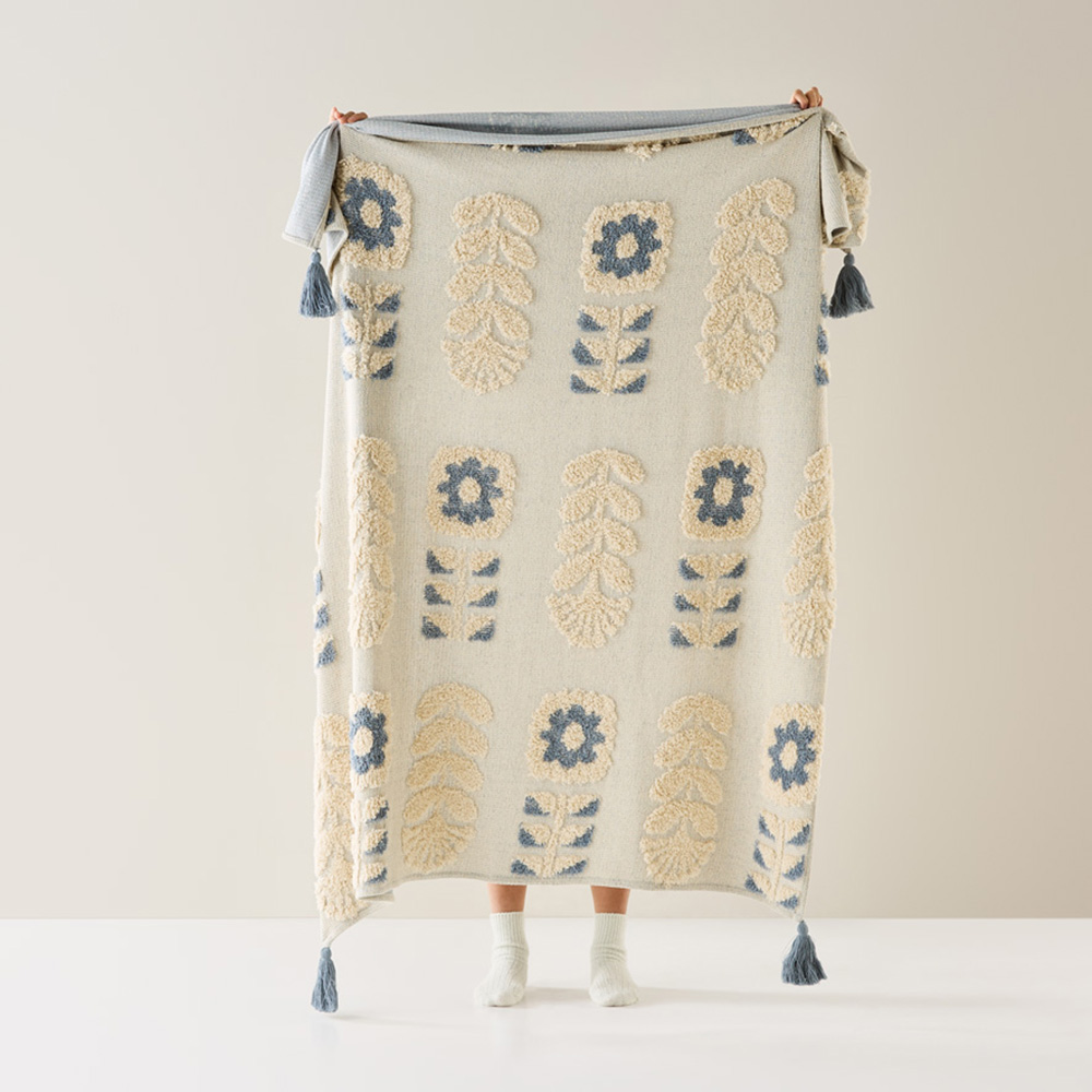 Kauai Blue Knitted Throw Adairs