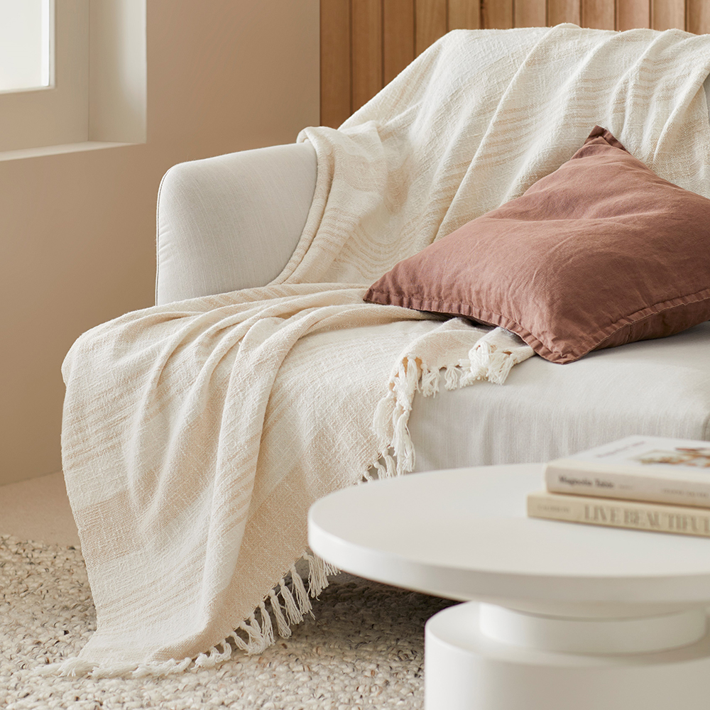 Argo Natural Stripe Throw Adairs