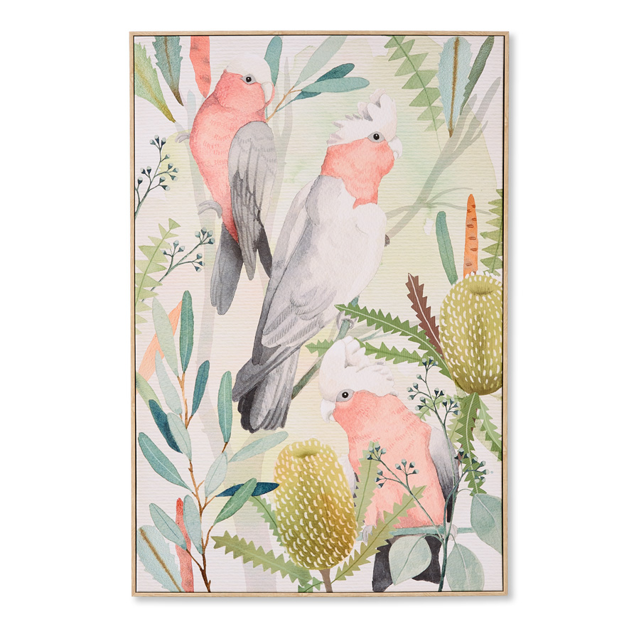 Native Bushland Pink Galah Canvas Adairs