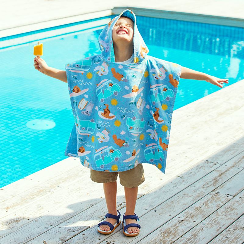 Adairs Kids - Aussie Summer Kids Hooded Towel| Kids Bathroom | Adairs