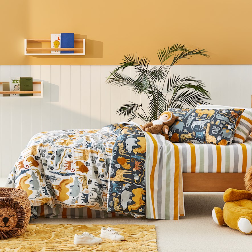 Adairs Kids Jungle Giants Midnight Cot Quilt Cover Set Adairs