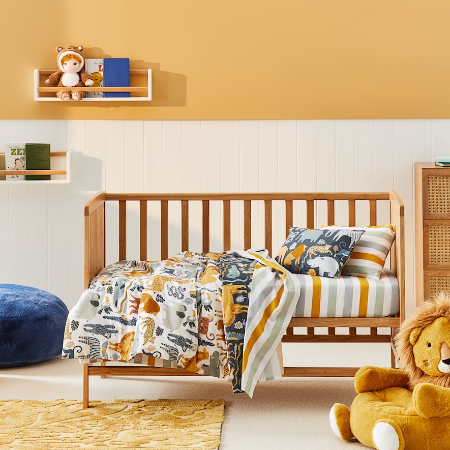 Adairs Kids Jungle Giants Midnight Cot Quilt Cover Set Adairs