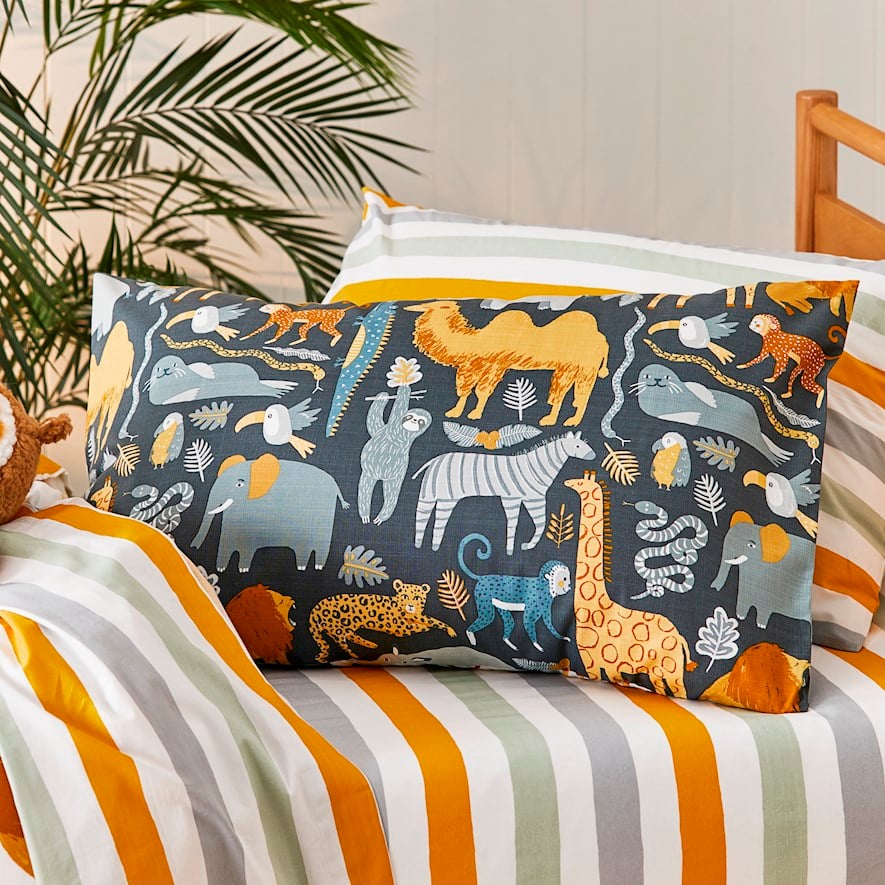 Adairs Kids Jungle Giants Midnight Cot Quilt Cover Set Adairs