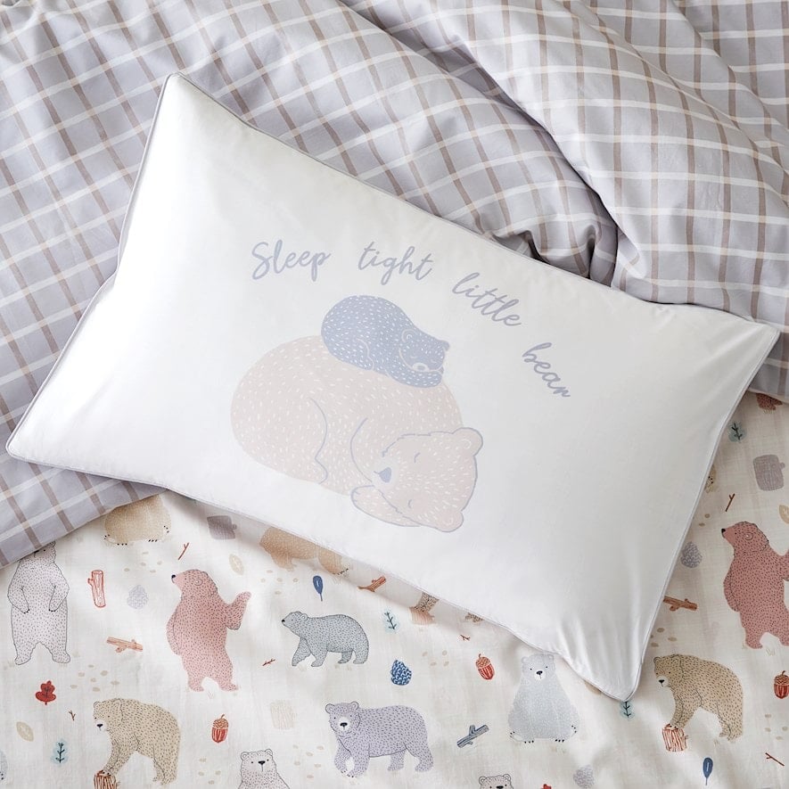 Adairs Kids Sleep Tight Little Bear Natural Pillowcase Adairs