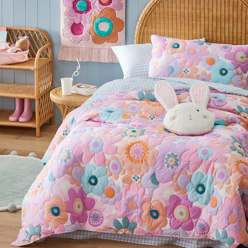 Adairs Kids - Poppy Floral Quilted Quilt Cover Set