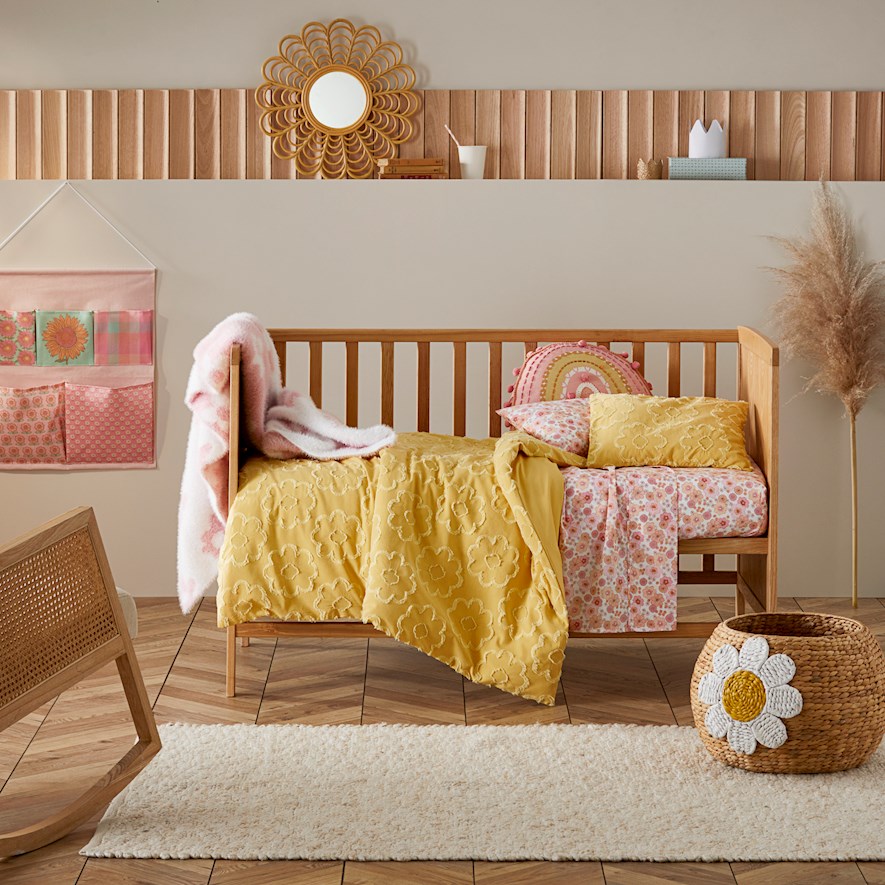 Adairs Kids Daisy Sunshine Jacquard Quilt Cover Set Bedroom Adairs