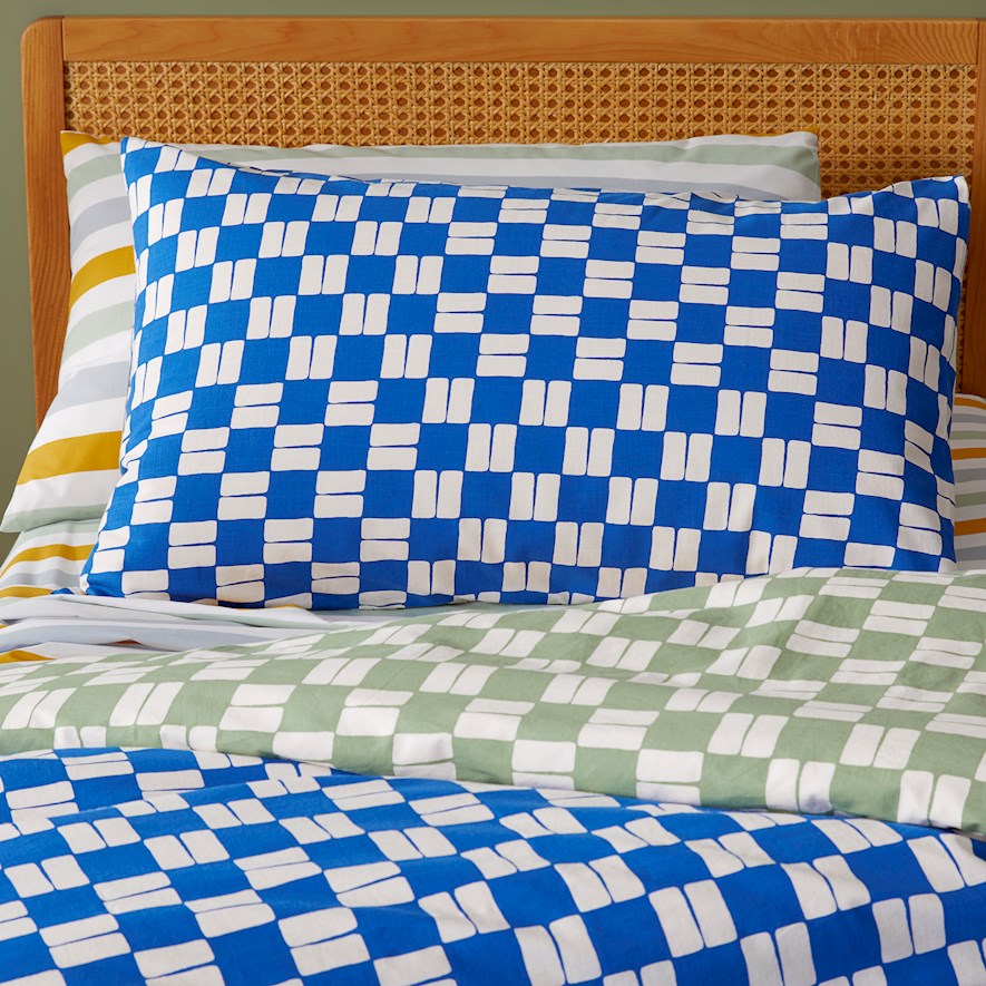 Adairs Kids Chester Ultramarine Check Quilt Cover Set Kids Bedroom