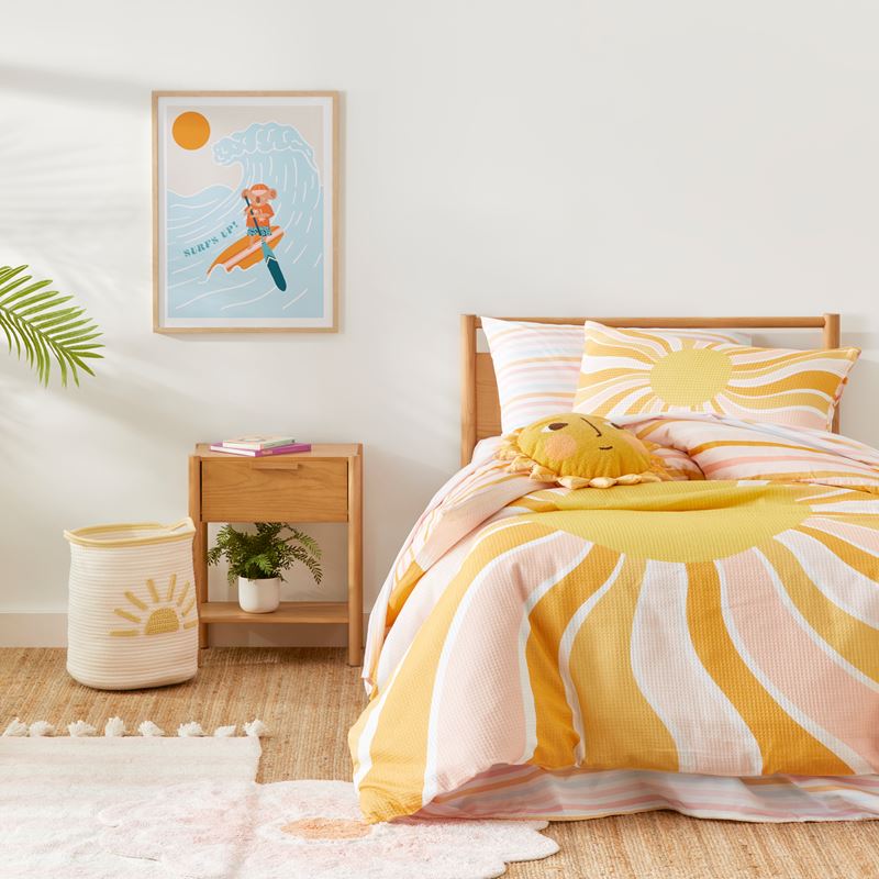 Rise and Shine Waffle Pink Quilt Cover Set