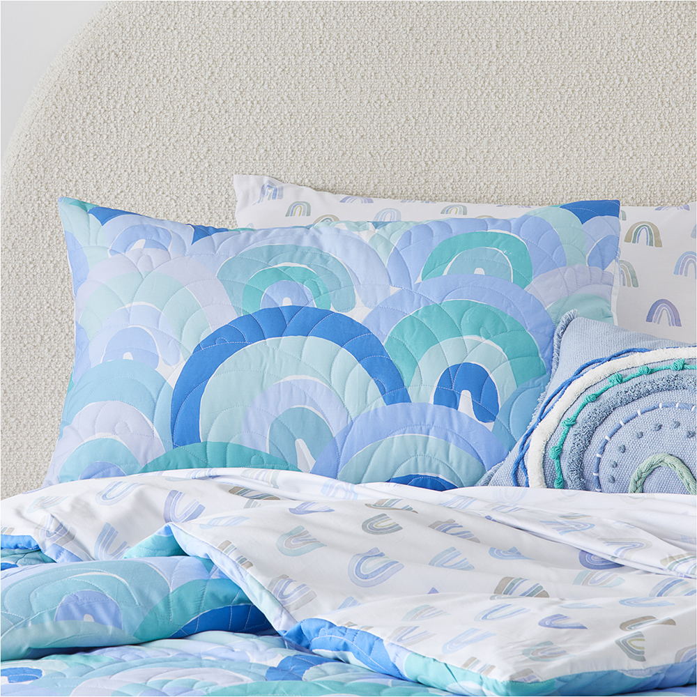 Adairs Kids Rainbow Burst Blue Quilt Cover Set Adairs