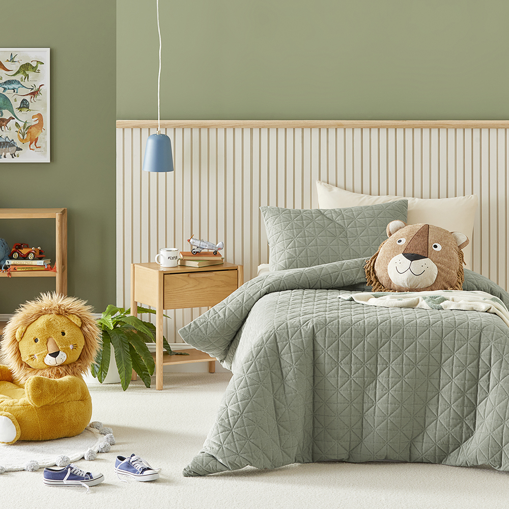 Adairs Kids Cody Corduroy Khaki Quilt Cover Set Adairs