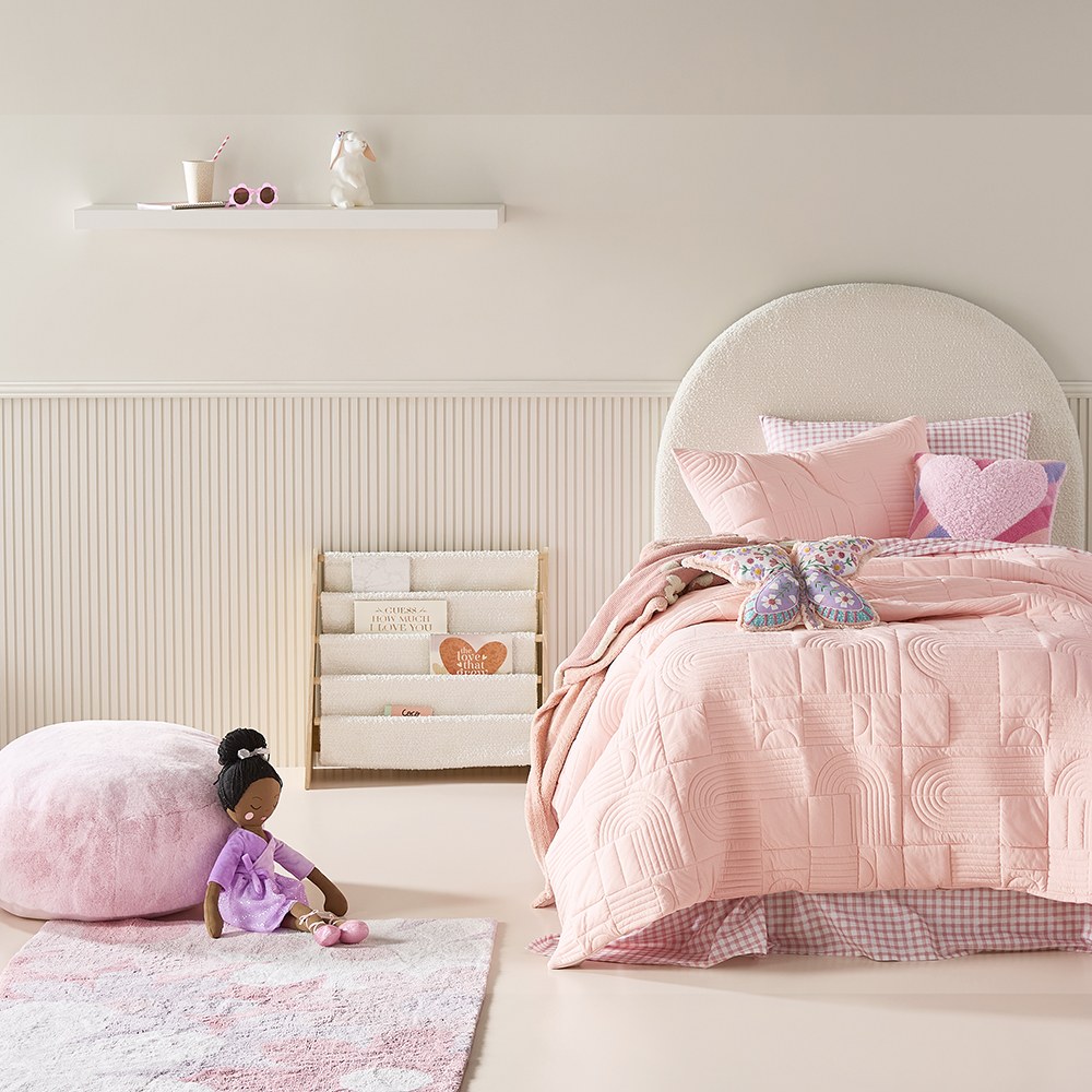 Adairs Kids Marlowe Soft Pink Quilted Jersey Quilt Cover Set Adairs