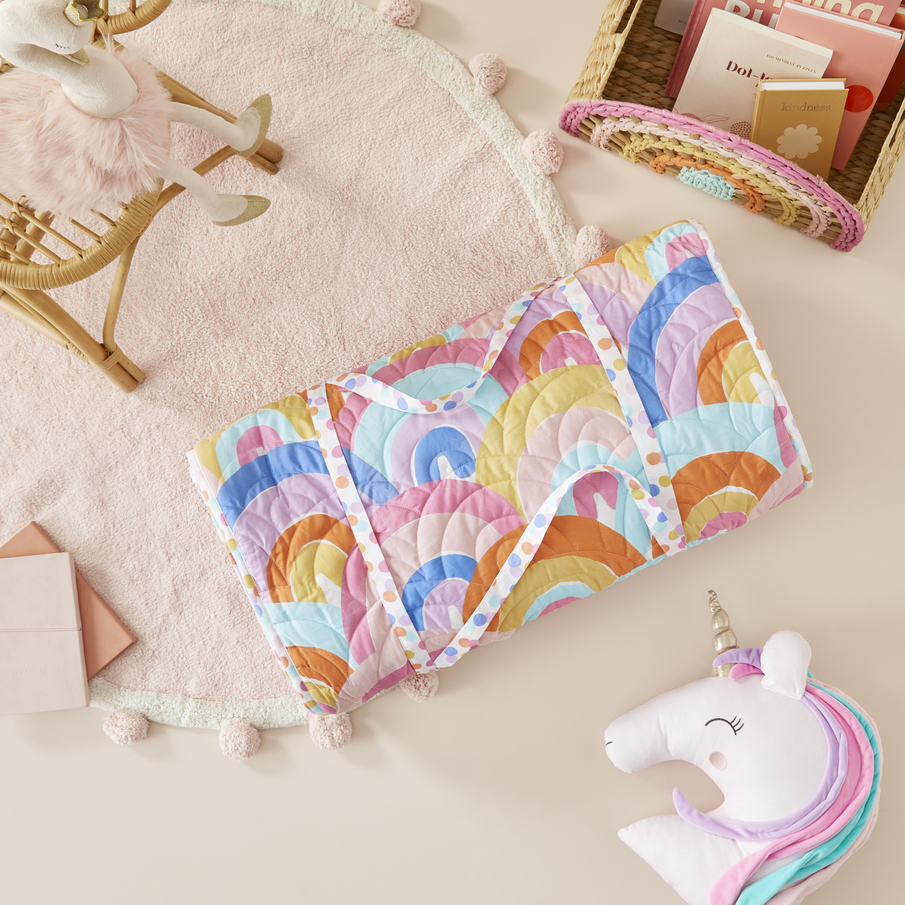 Adairs Kids Kids Quilted Rainbow Sleeping Bag Adairs