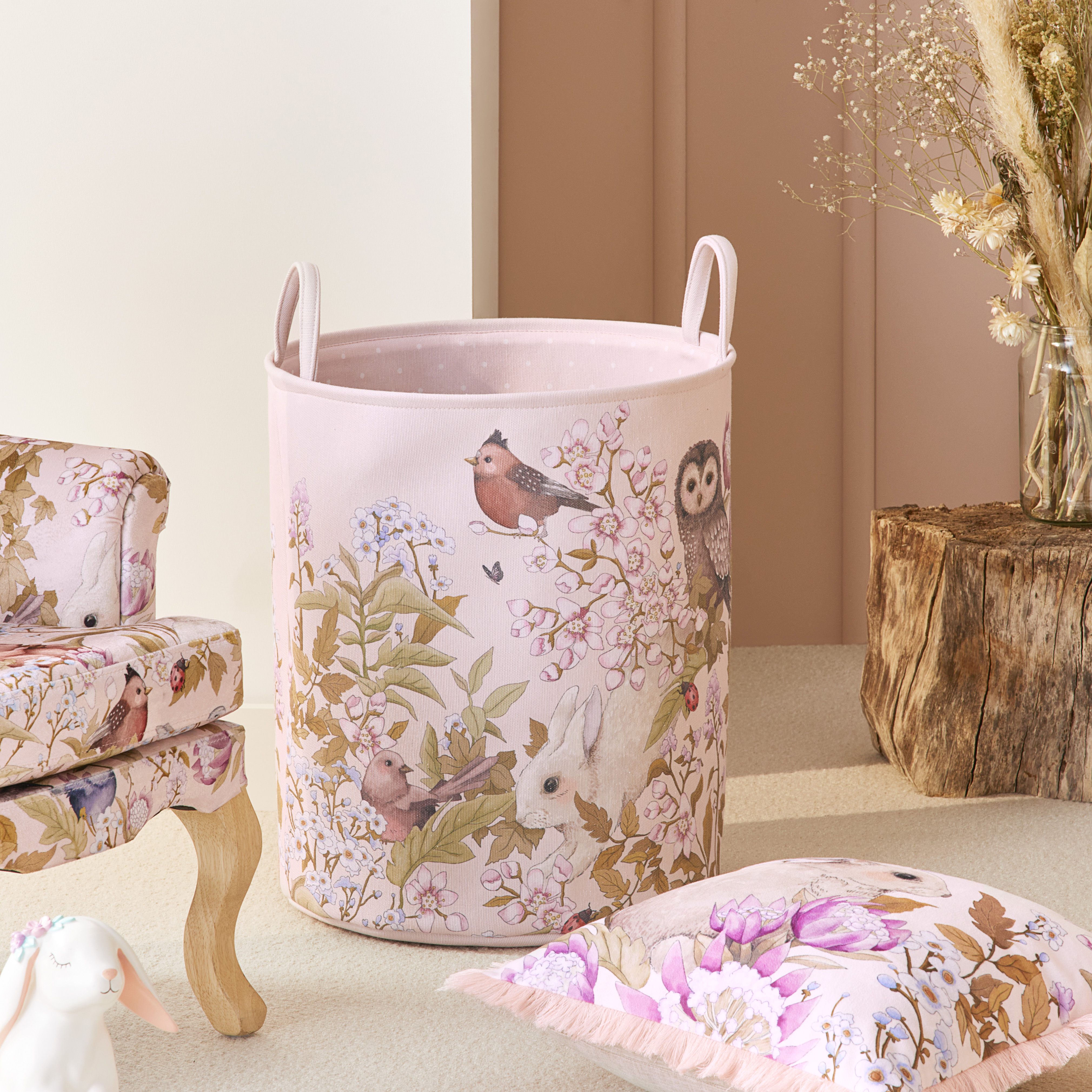 Fleur Harris Woodlands Pink Printed Basket Adairs