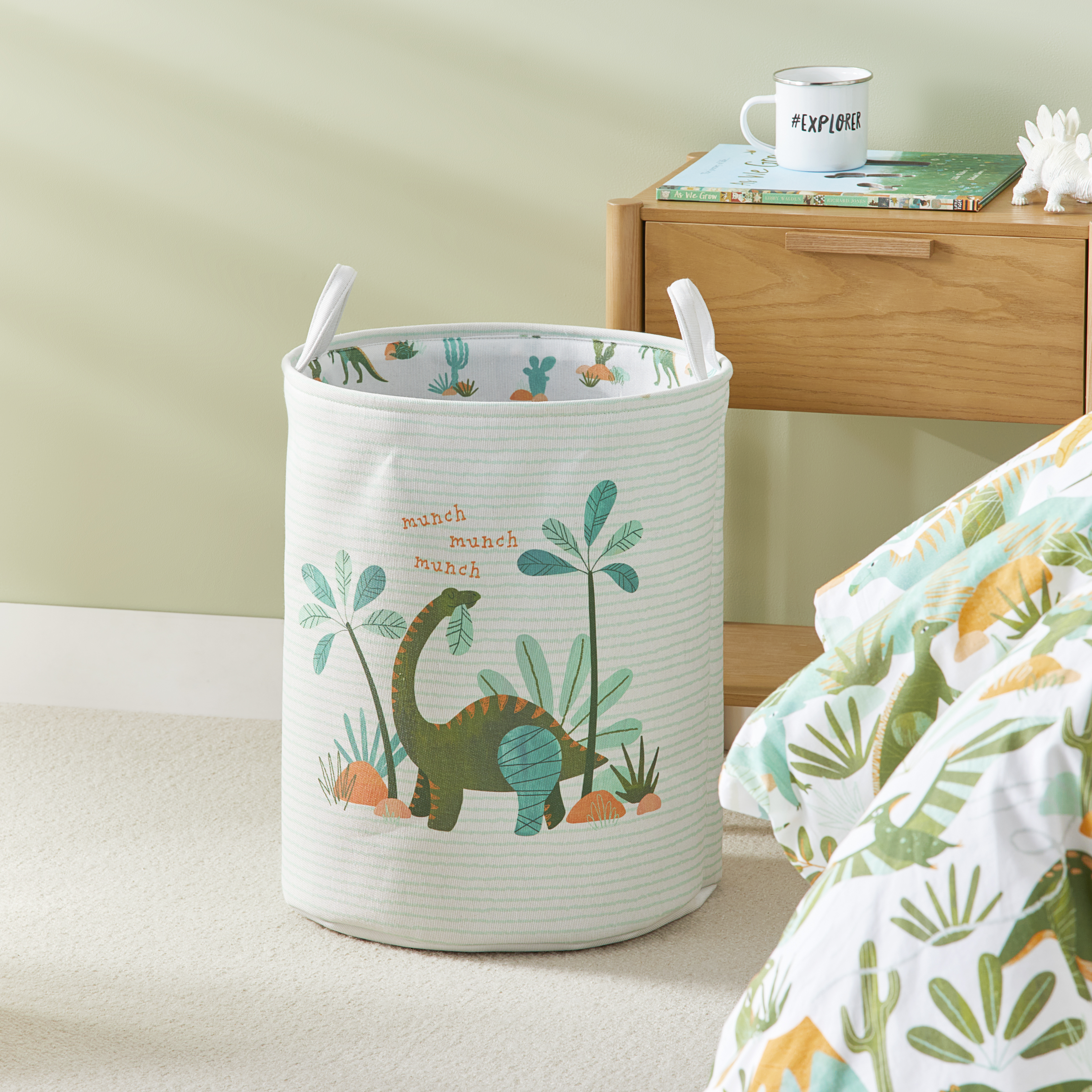 Adairs Kids Dino Safari Printed Basket Adairs