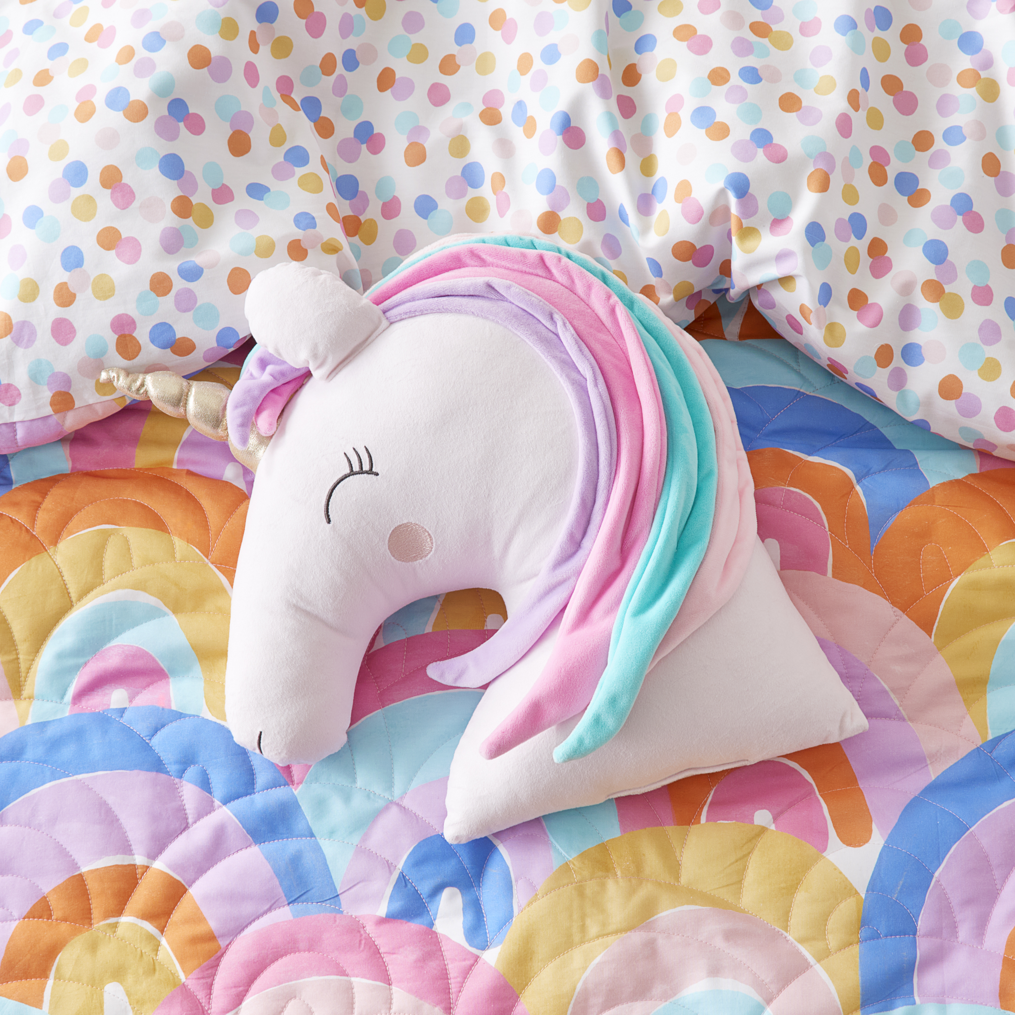 Adairs Kids Rainbow Unicorn Burst Classic Cushion Adairs