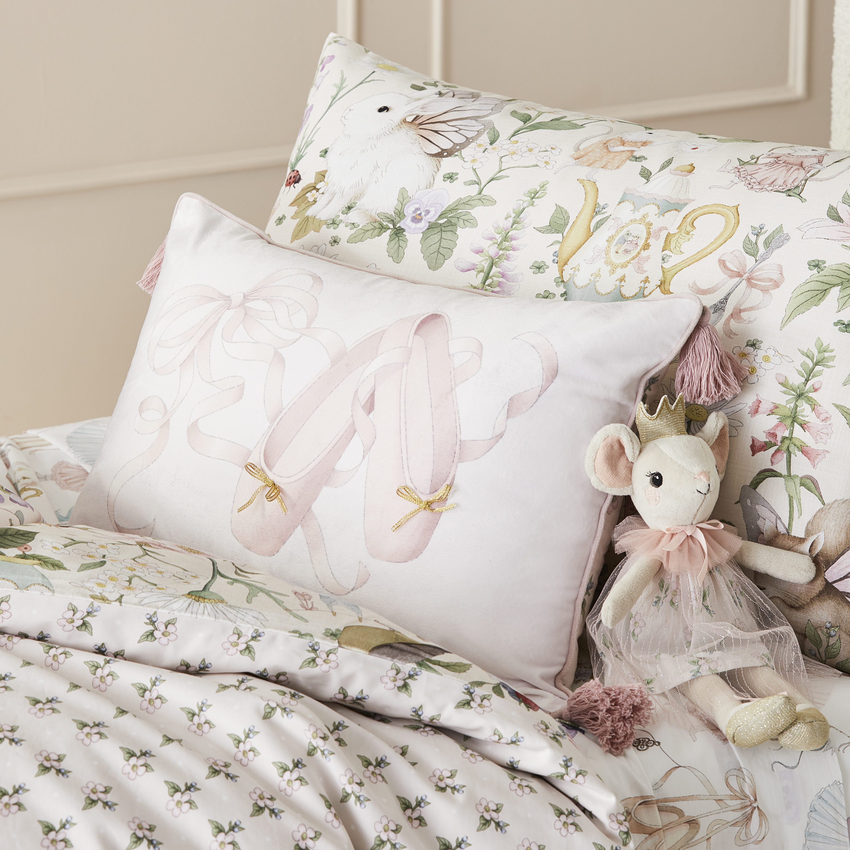 Fleur Harris Ballet Slippers Velvet Cushion Kids Cushions