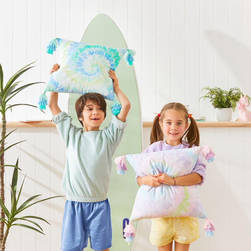 Adairs Kids - Textured Cotton Rainbow Tie Dye Swirl Cushion | Adairs