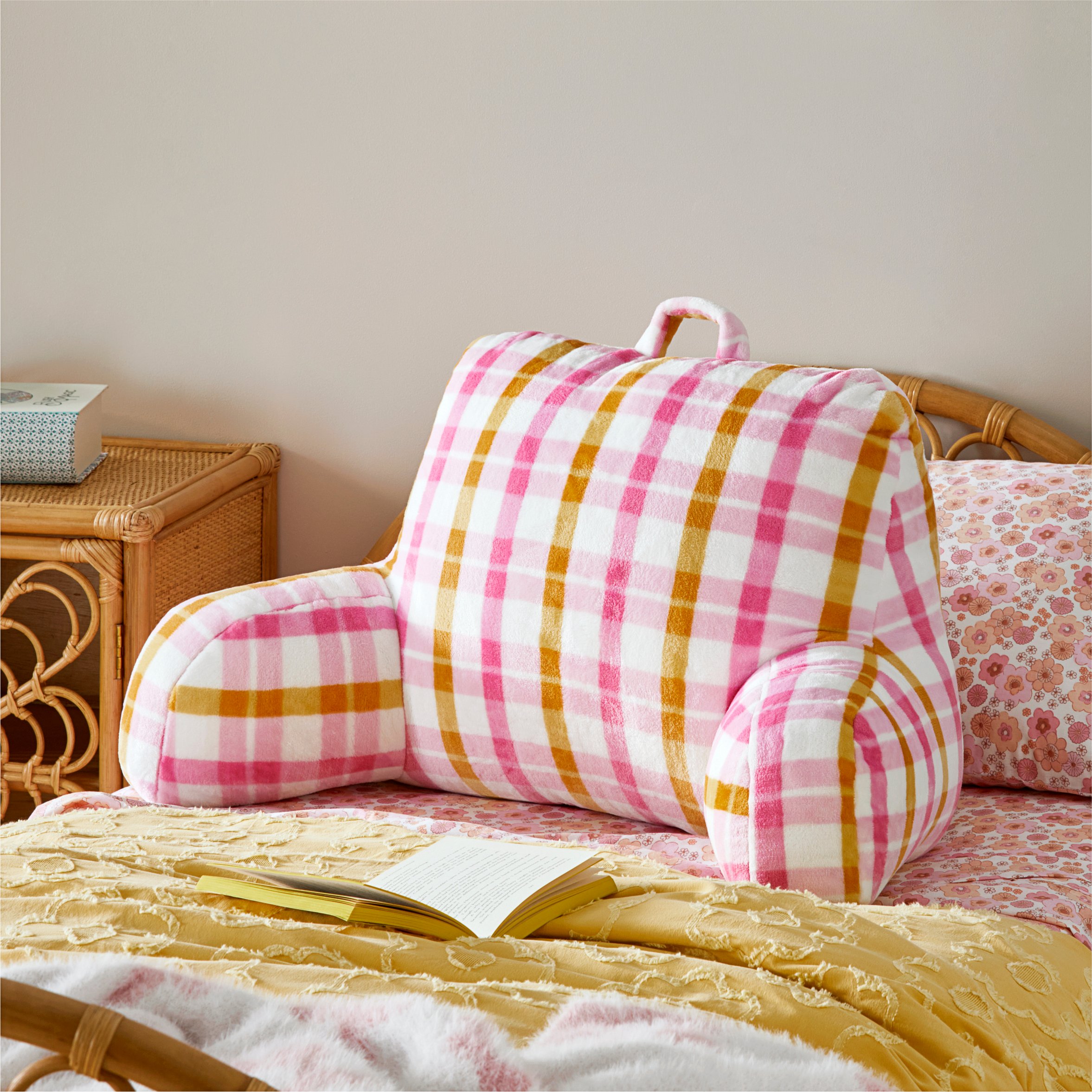 Adairs Kids Pink Mustard Gingham Comfort Buddy Adairs