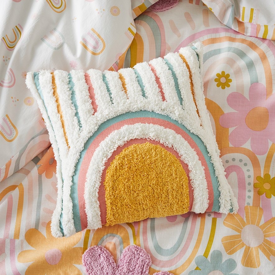 Adairs Kids Lolly Tufted Rainbow Cushion Adairs