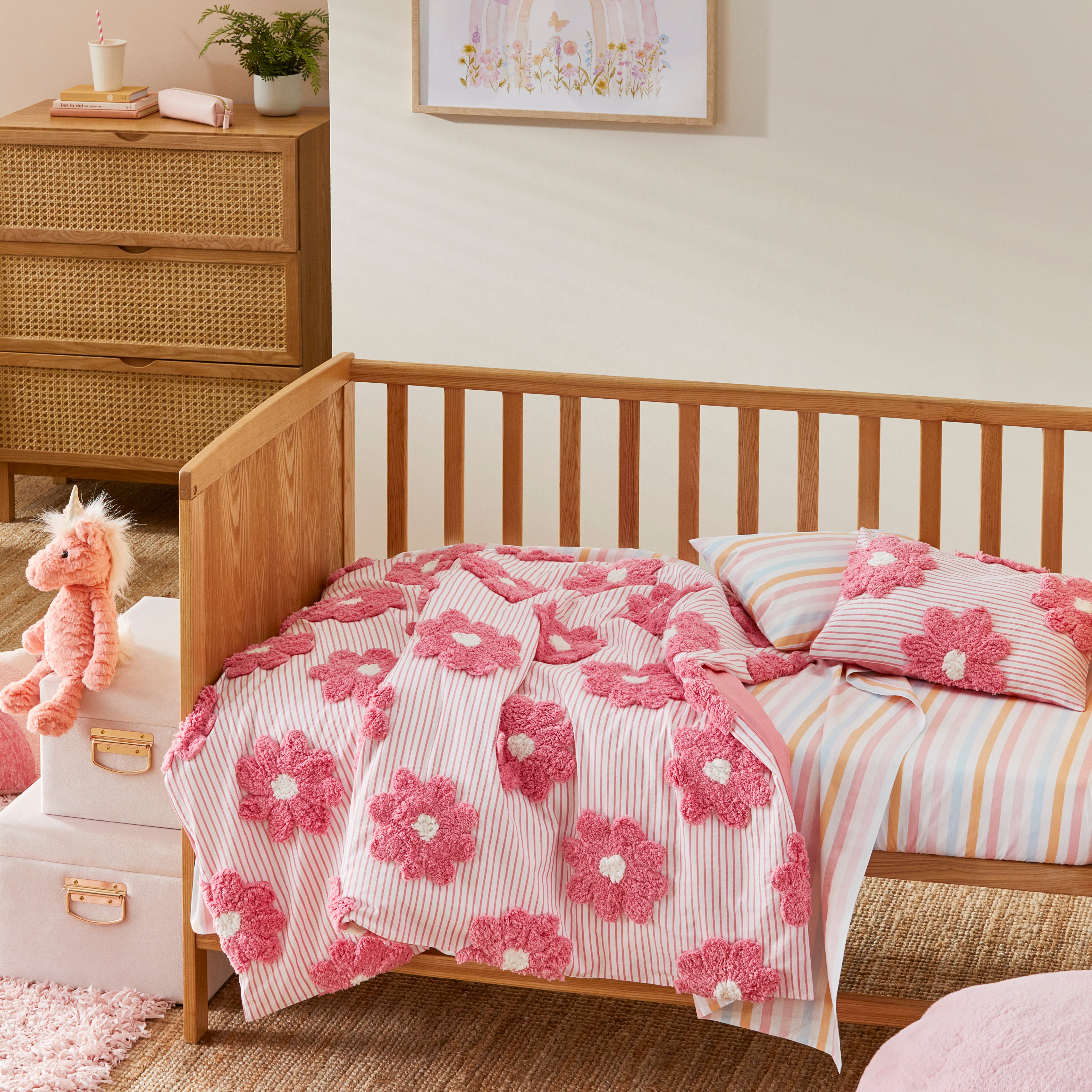 Adairs Kids Blossom Tufted Pink Quilt Cover Set Adairs