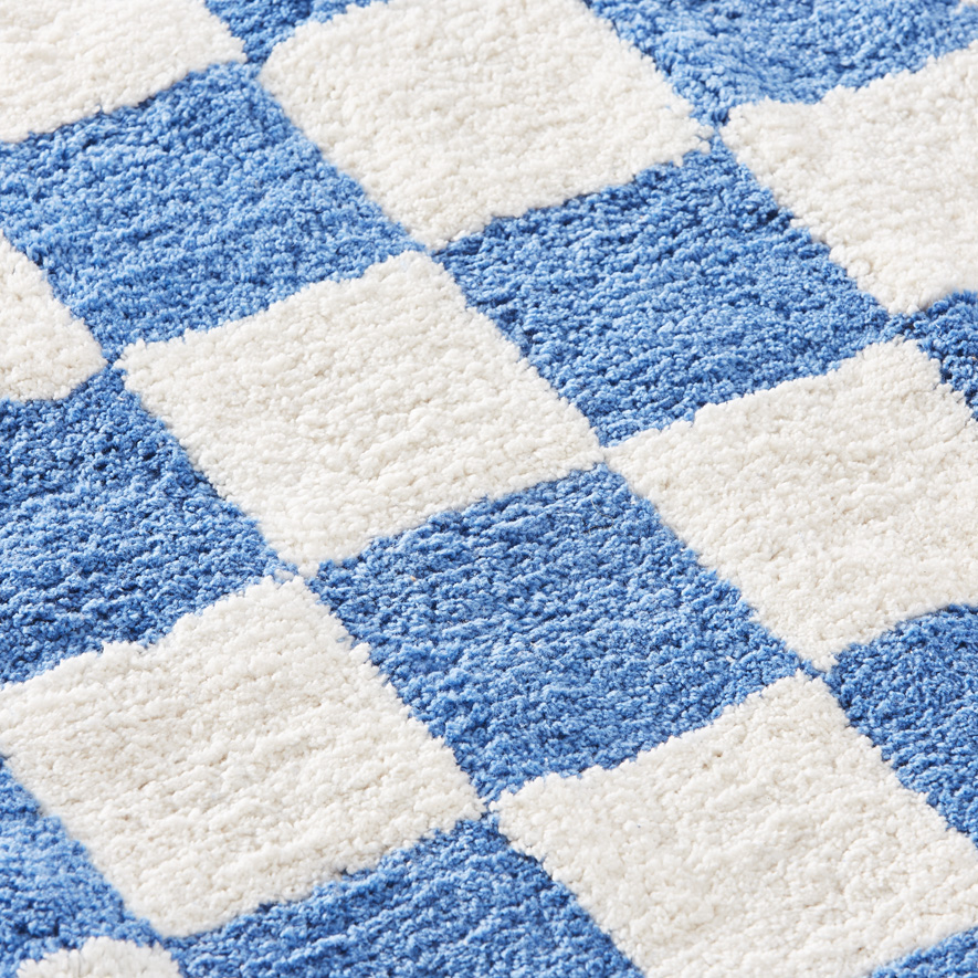 Adairs Kids - Designer Blue Check Rug | Adairs