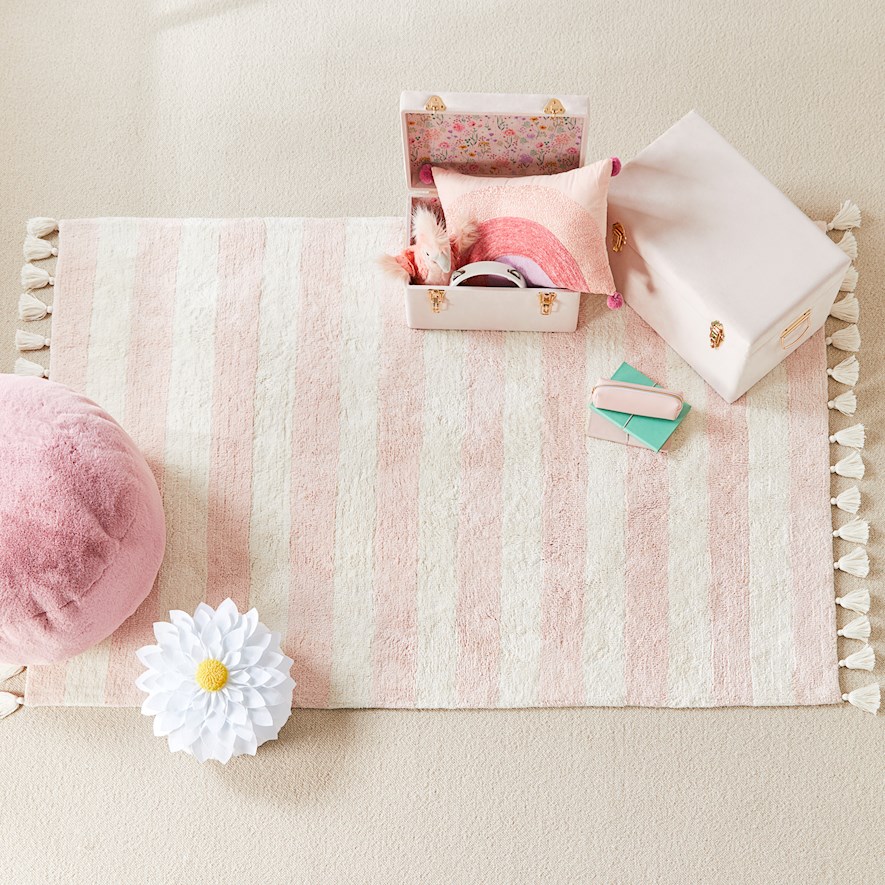 Adairs Kids Kids Pink Stripe Rug Adairs