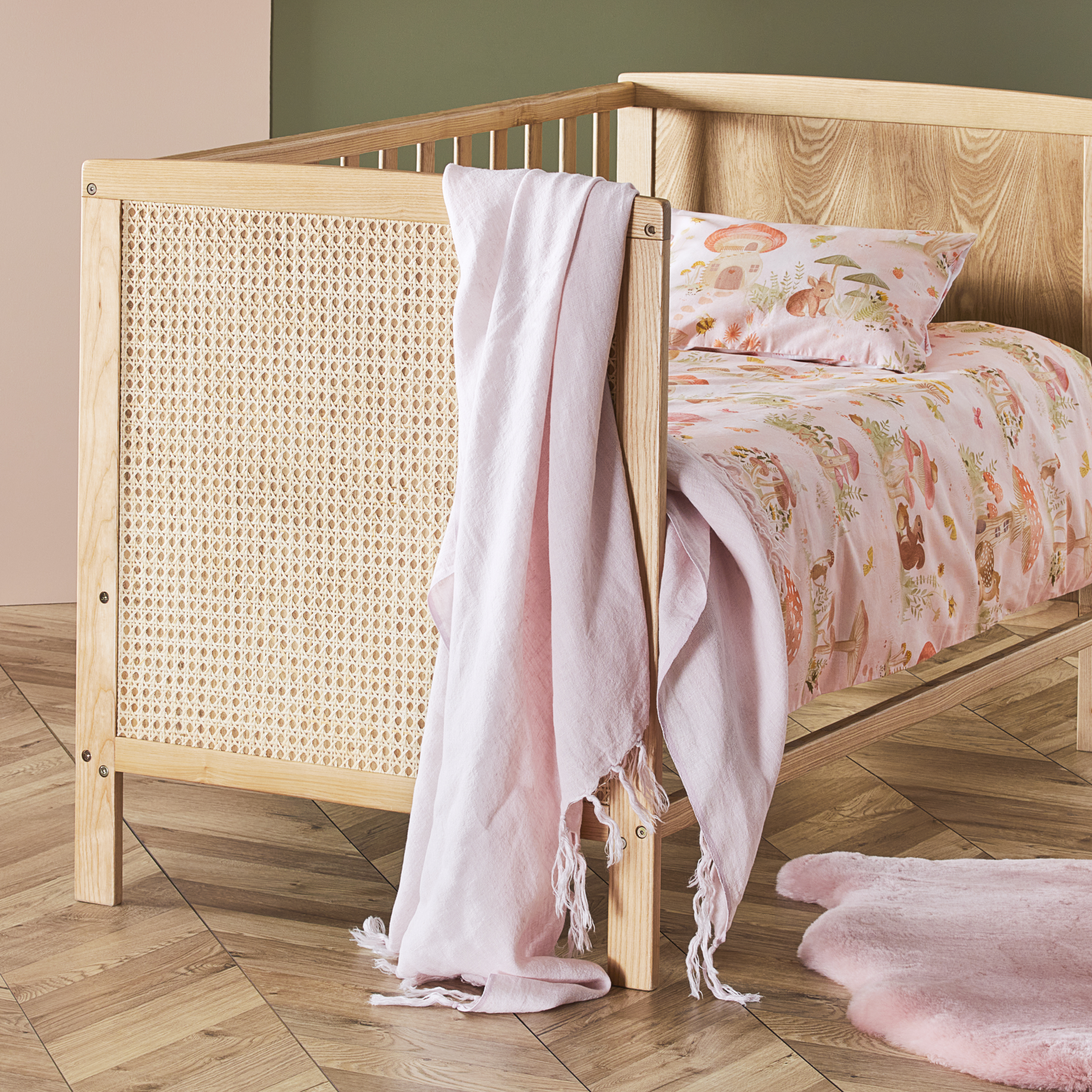 Adairs Kids Quincy Powder Pink Linen Throw Adairs