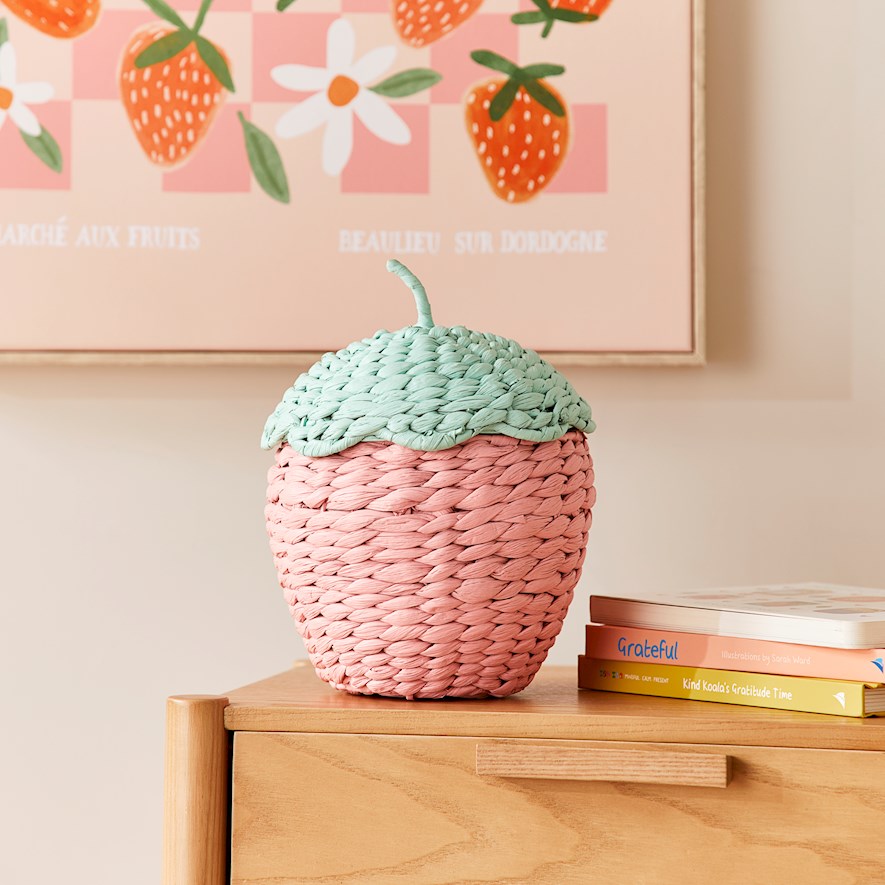 Adairs Kids Mini Strawberry Storage Basket Collection Adairs