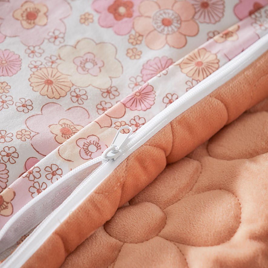 Adairs Kids Daisy Dusty Pink Quilted Velvet Cot Quilt Cover
