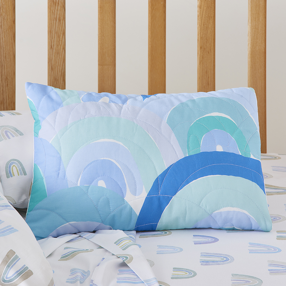 Adairs Kids Rainbow Burst Blue Cot Quilt Cover Set Adairs