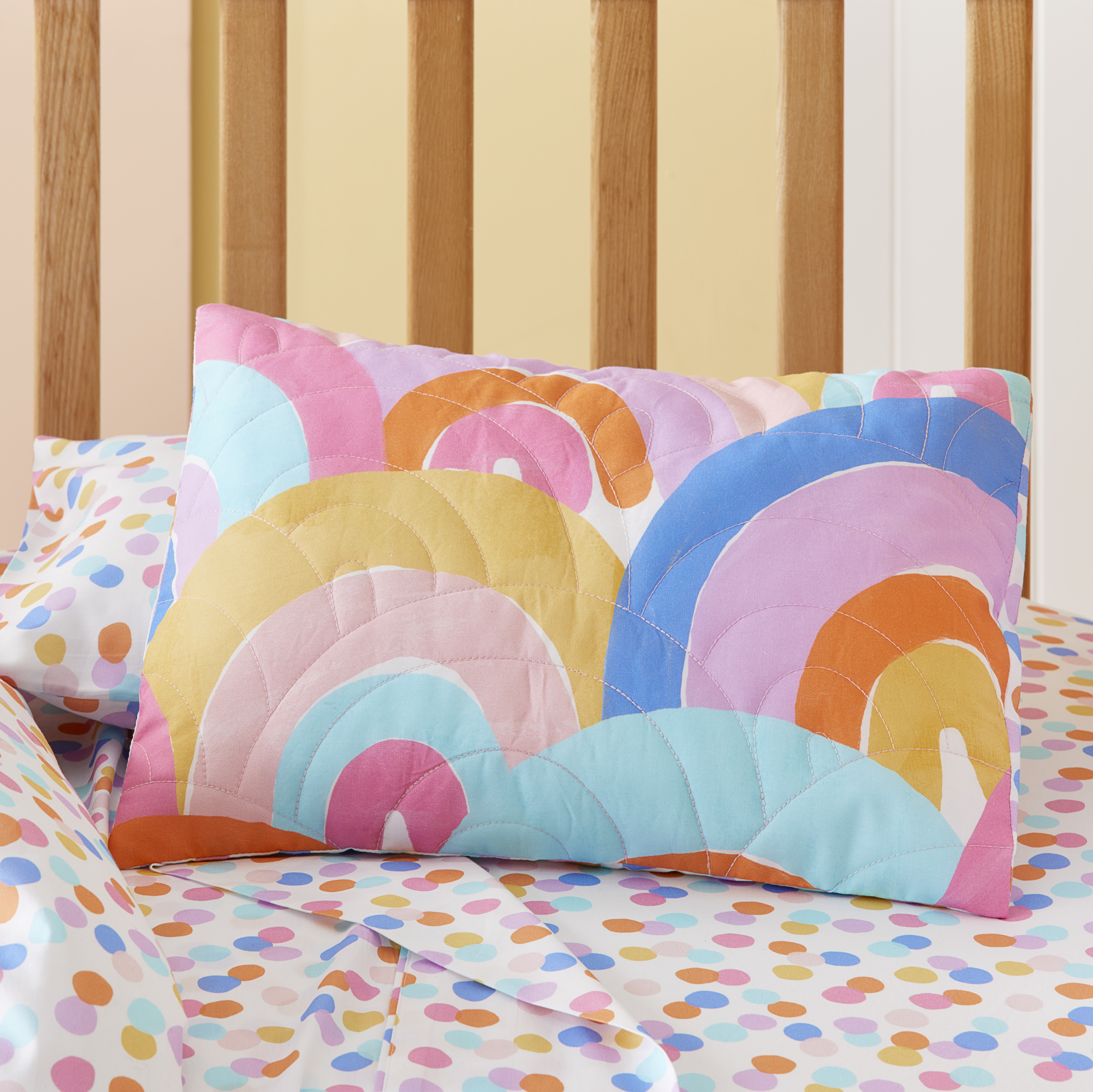 Adairs Kids Rainbow Burst Multi Quilted Cot Quilt Cover Set Adairs