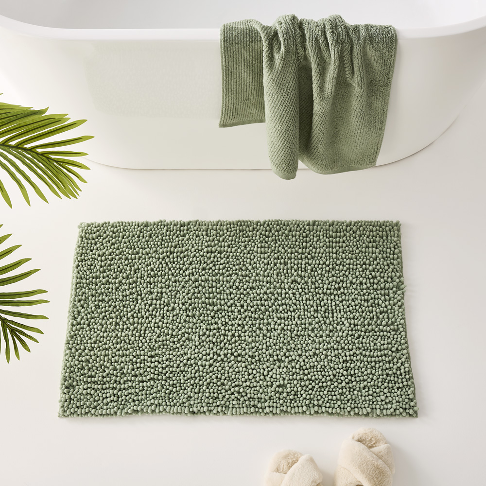 Microplush Eucalyptus Bobble Bath Mat Adairs