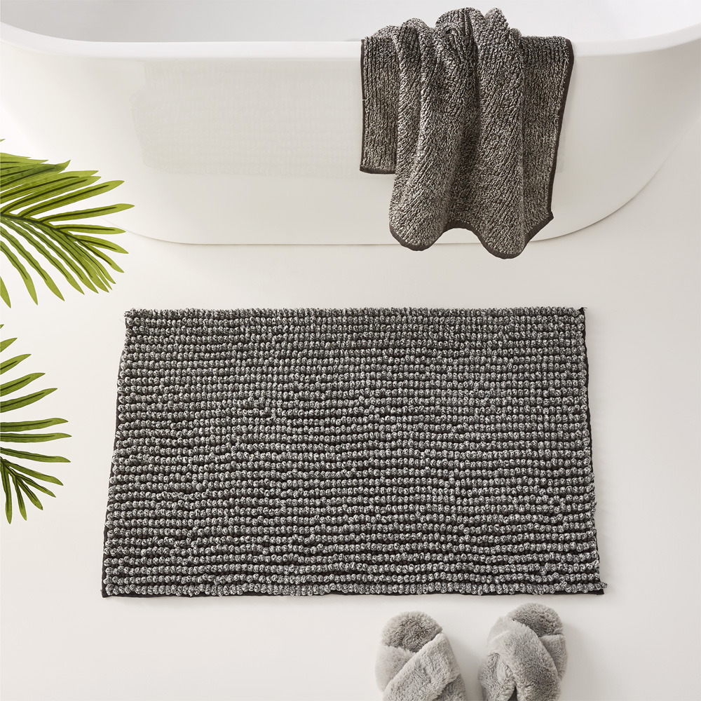 Microplush Graphite Marle Bobble Bath Mat Adairs