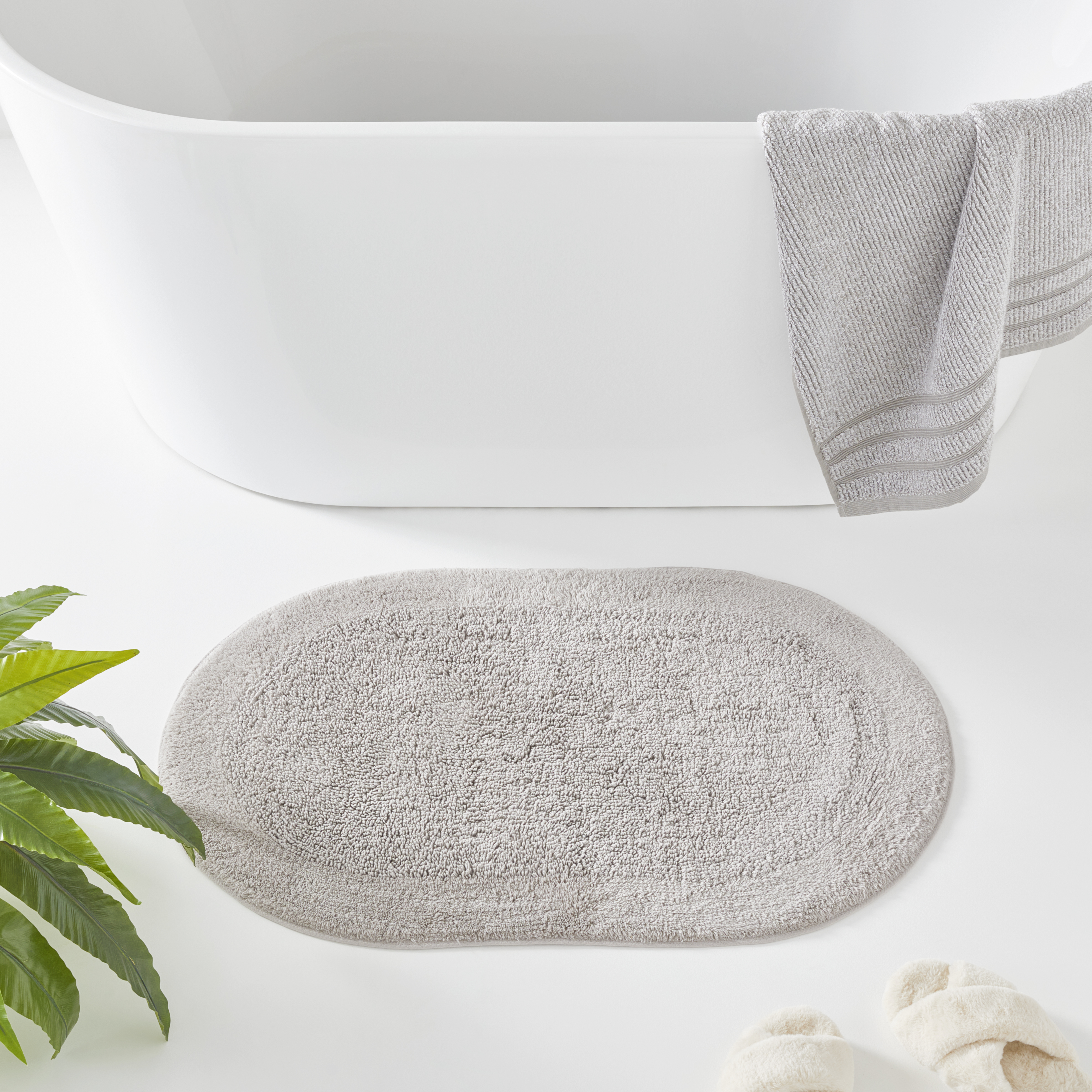 Nicola Moonrock Combed Cotton Oval Bath Mat Adairs