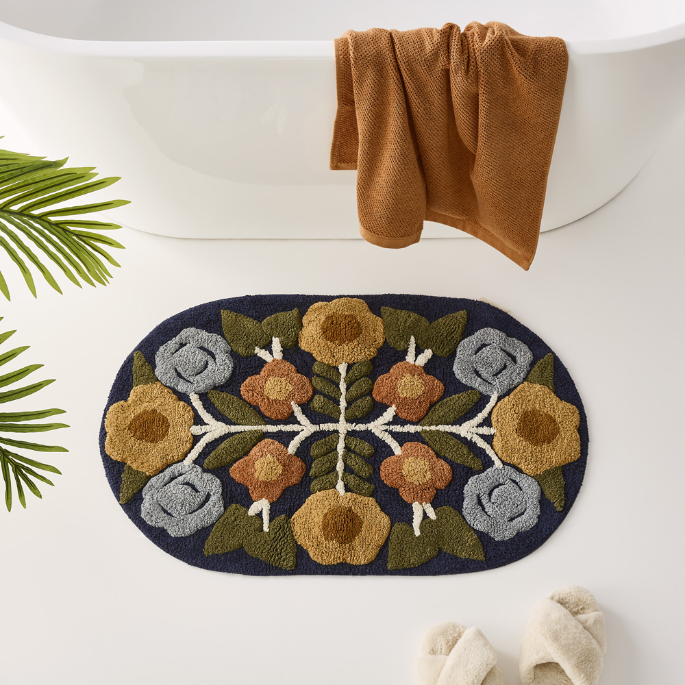 Chintz Indigo Multi Oval Bath Mat Adairs