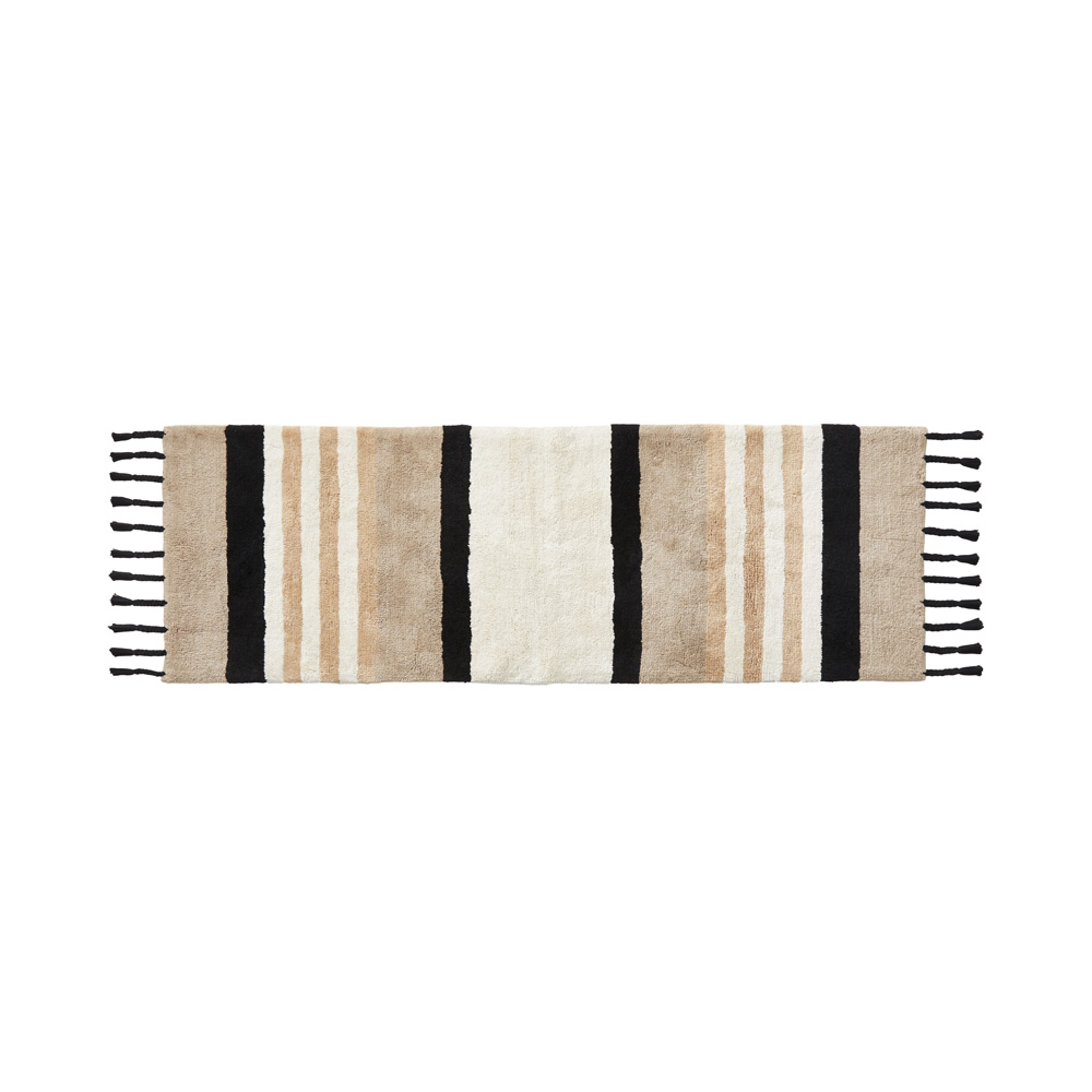 Stripe Neutrals Black Bath Runner Adairs