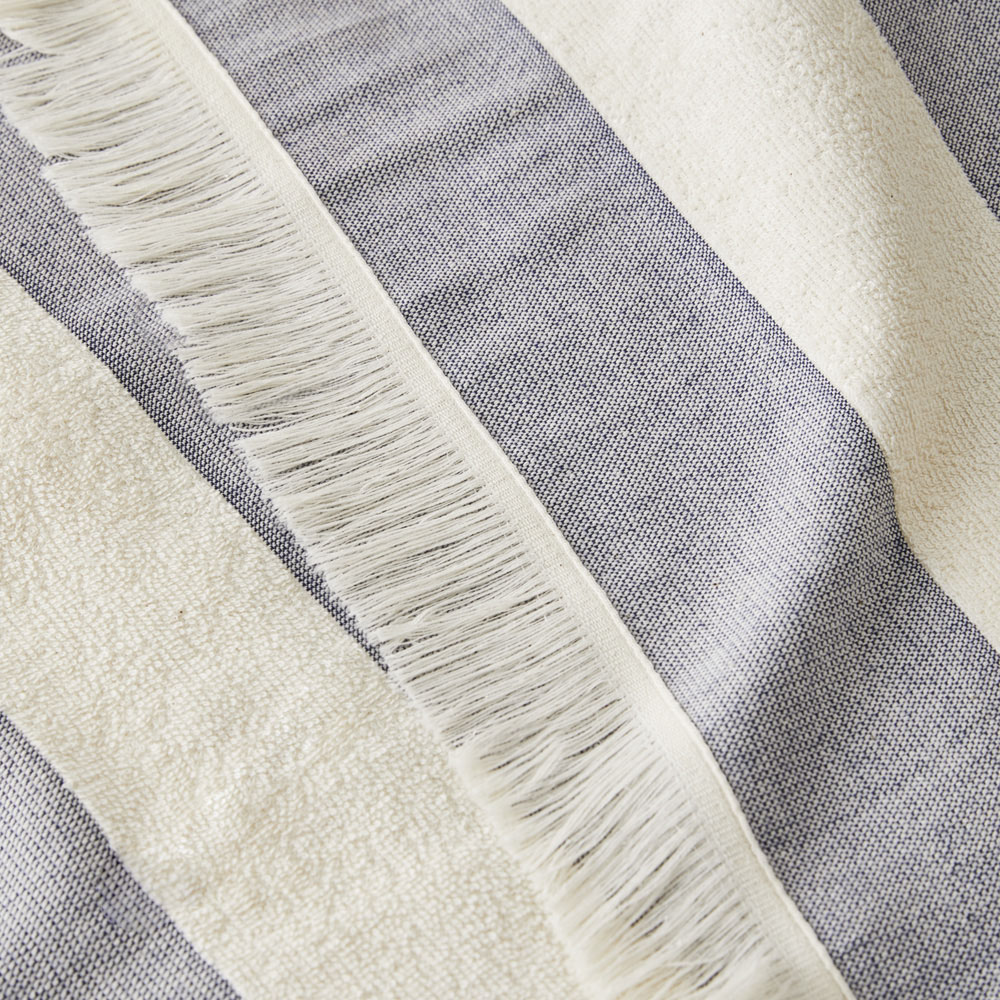 European Navy & Natural Stripe Turkish Cotton Beach Towel Adairs