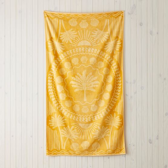 Velour Golden Palm Beach Towel
